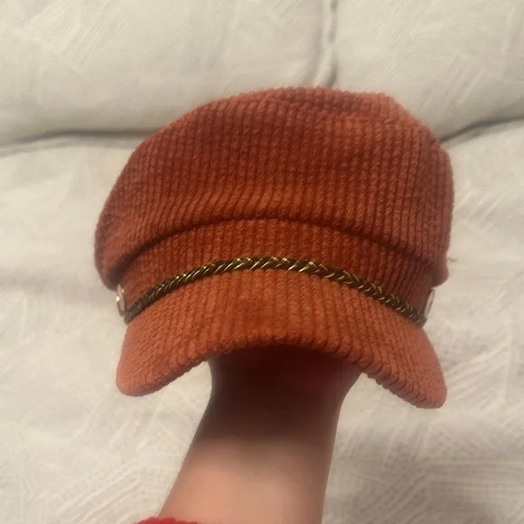 Corduroy Newsboy Cap in Rust - Picture 4 of 6